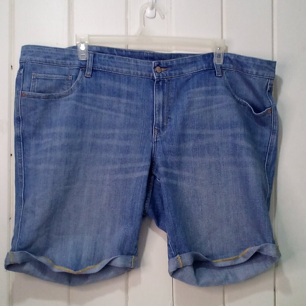 Old Navy Shorts Women 24 Denim Jean Roll Hem Blue